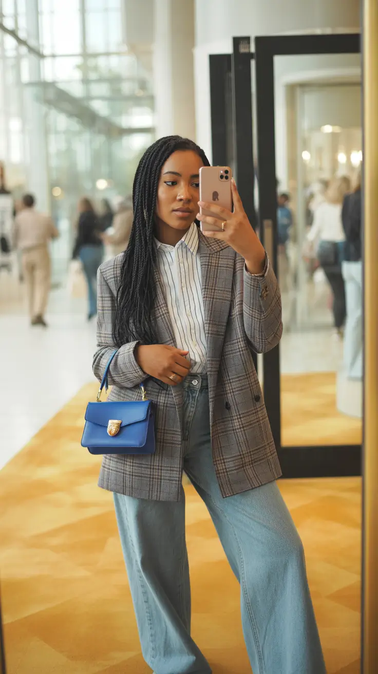 mom outfits Tailored Confidence with a Pop of Color