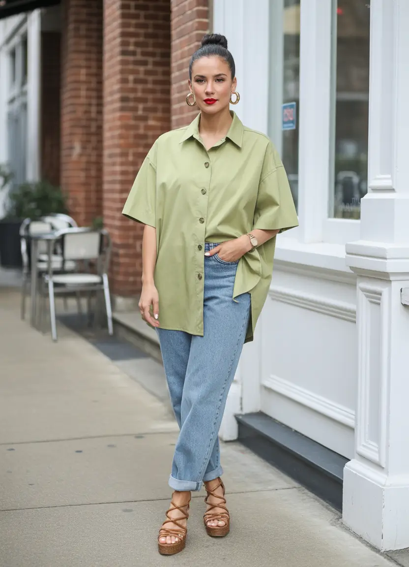 mom outfits Fresh Greens and Confident Lines