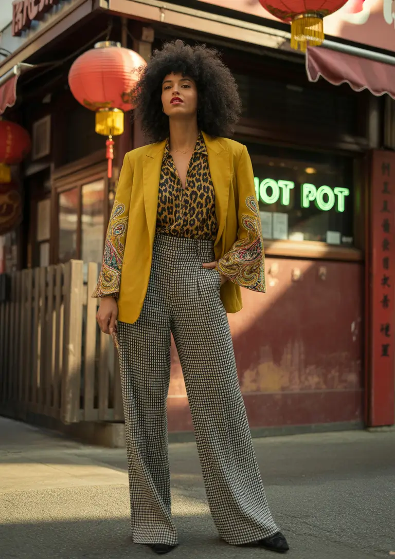 mom outfits Pattern Play and Power Vibes