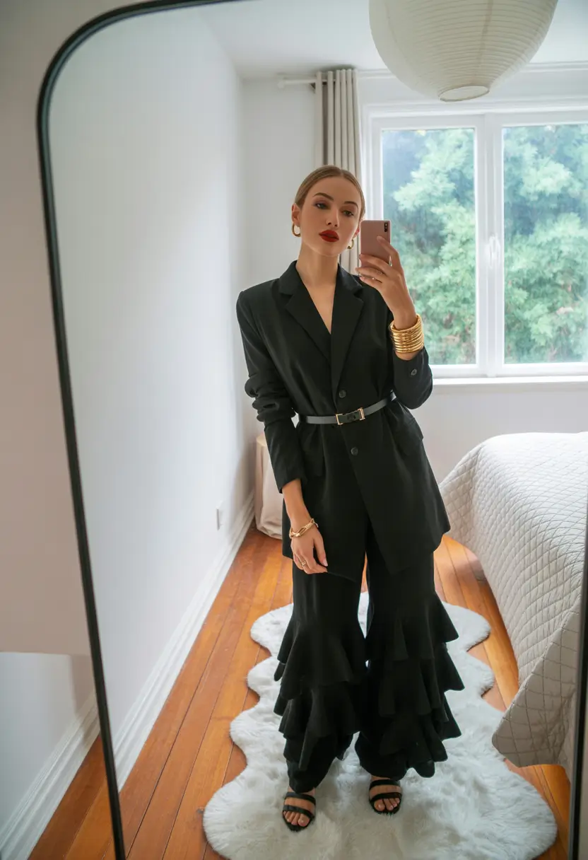 going out outfits ideas 2026 ruffled-noir