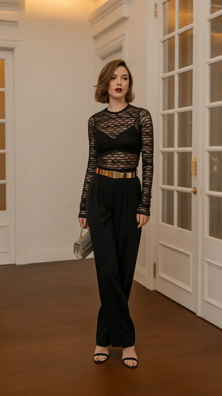 going out outfits ideas 2026 lace-and-gold