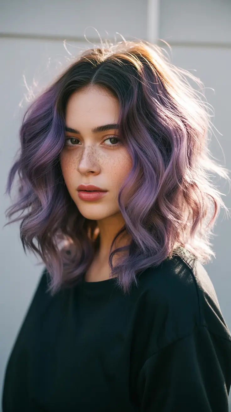 hair color ideas Soft-purple waves for a dreamy 2026 season