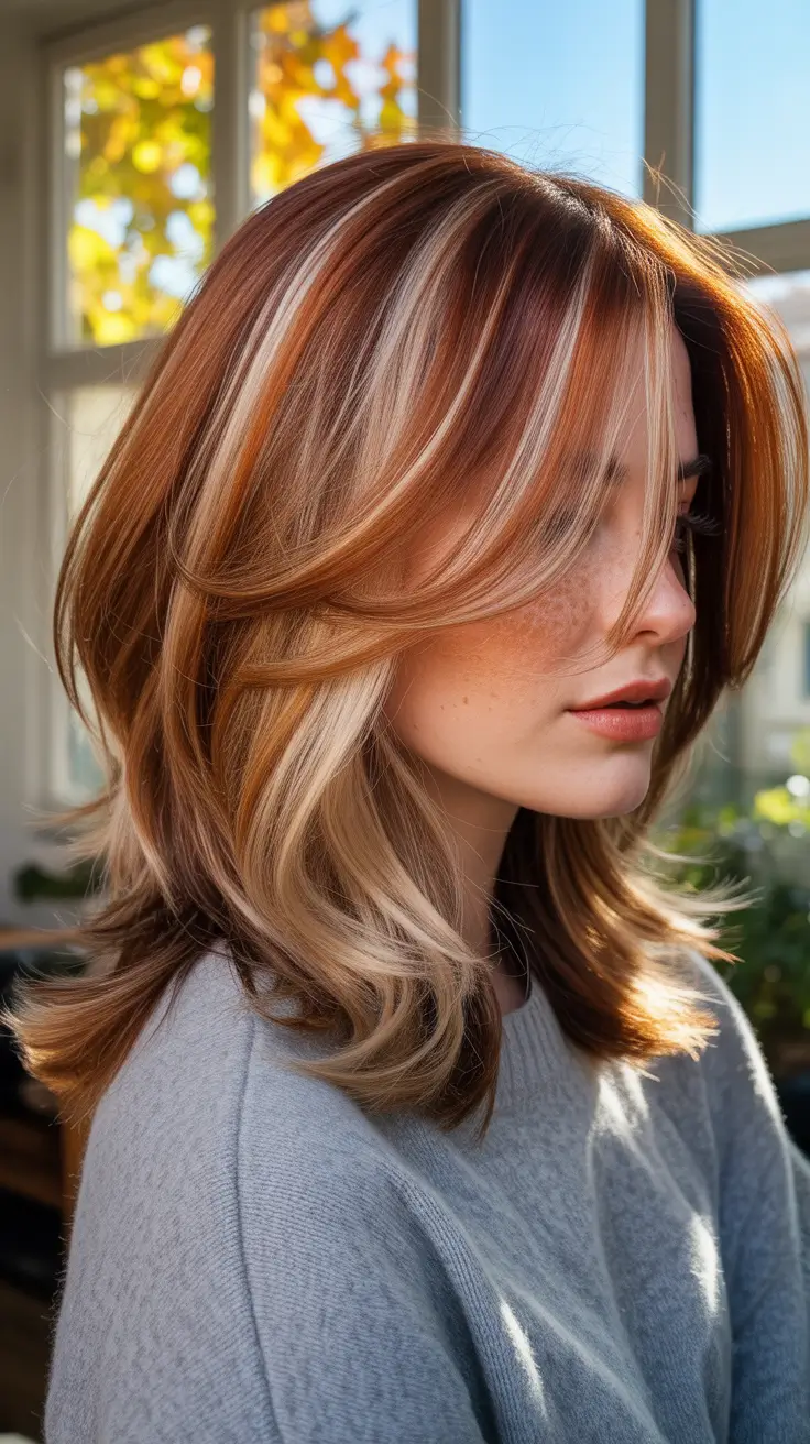 hair color ideas Warm maple ribbons for cozy layered dimension