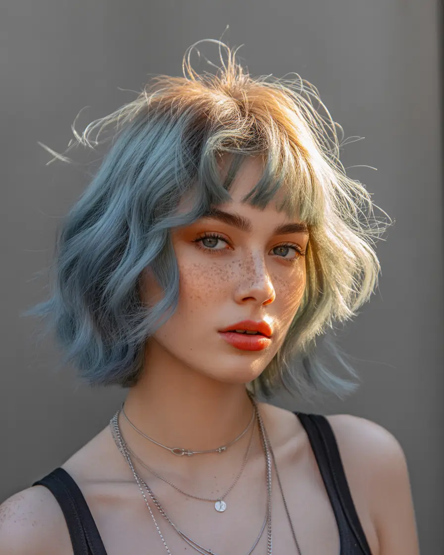hair color ideas Cool blue frost for short playful expression