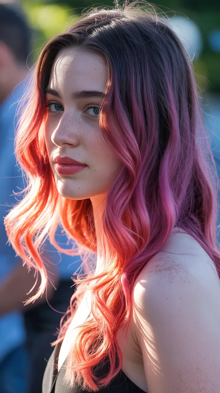 hair color ideas Sunlit coral ribbons for bold yet soft expression