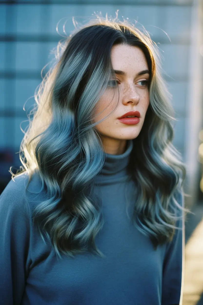 hair color ideas Cool teal smoke for modern alternative elegance