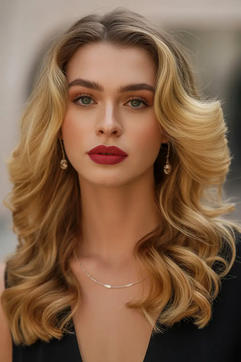 honey blonde hair color Vintage Inspired Honey Curls