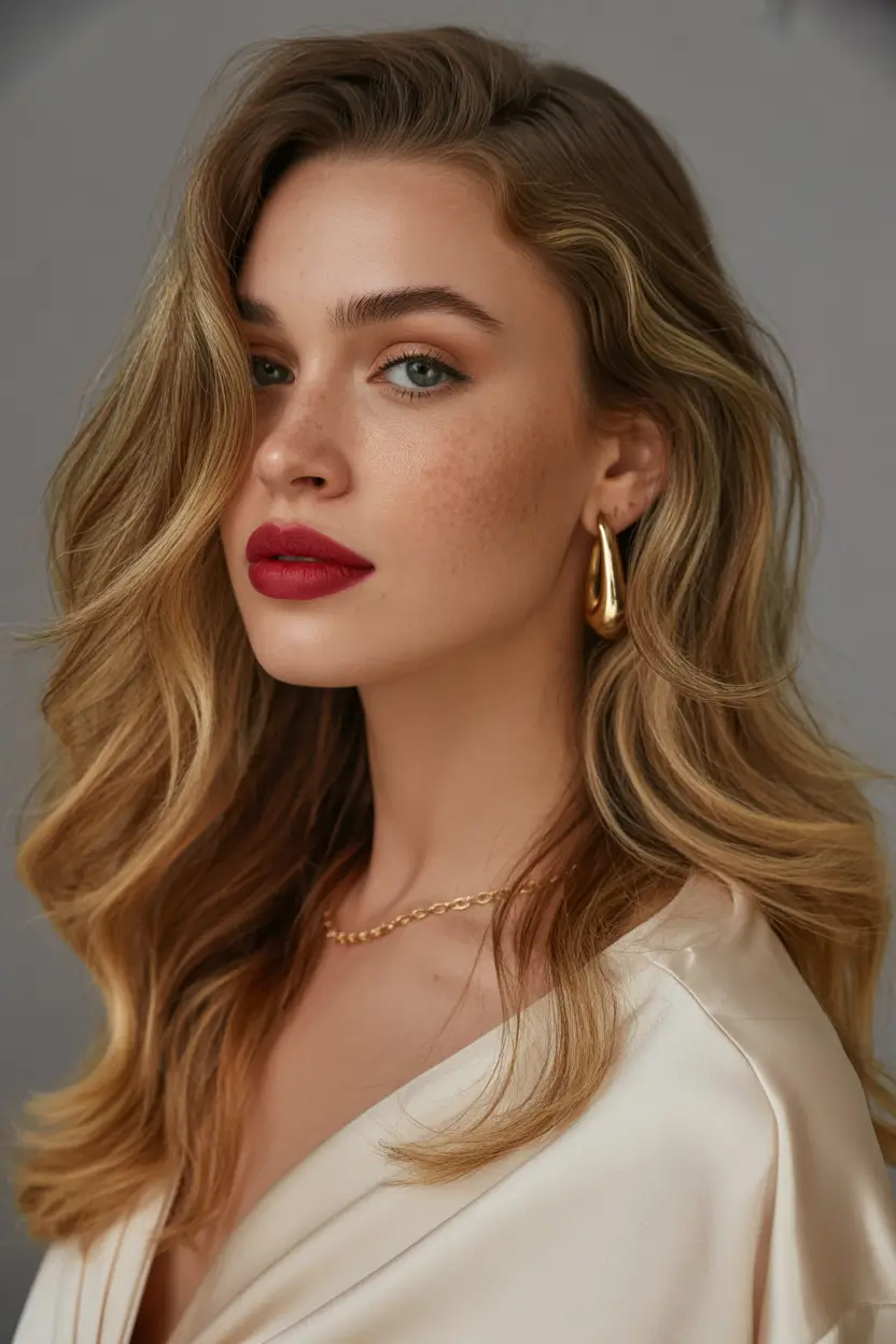 honey blonde hair color Soft Honey Elegance With Freckle Glow