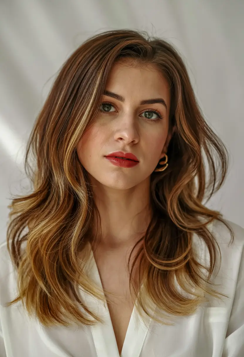 honey brown hair color 2026 Airy Honey Layered Flow
