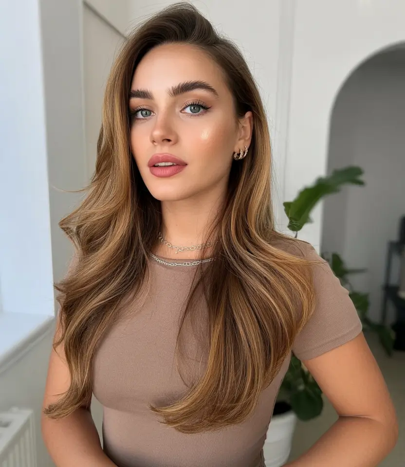 honey brown hair color 2026 Polished Honey Bronze Length With Soft Glow