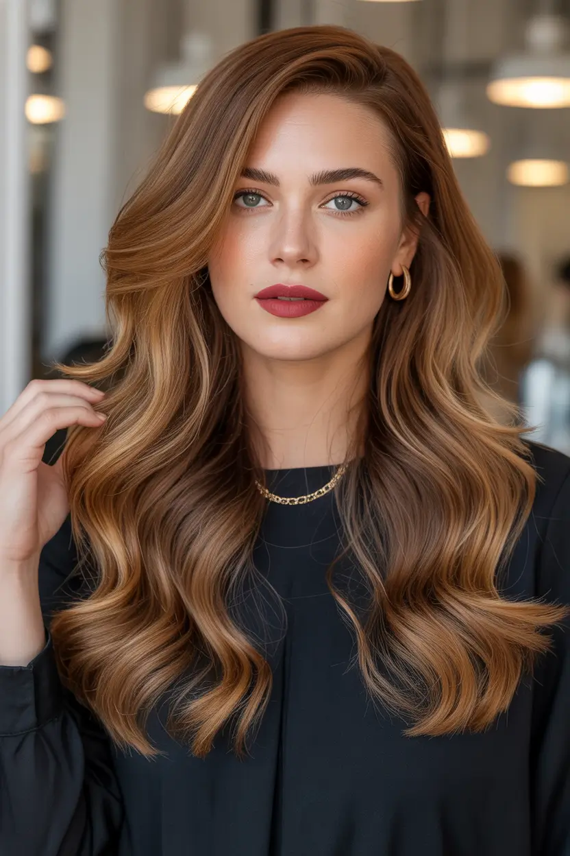 honey brown hair color 2026 Polished Honey Gold Volume