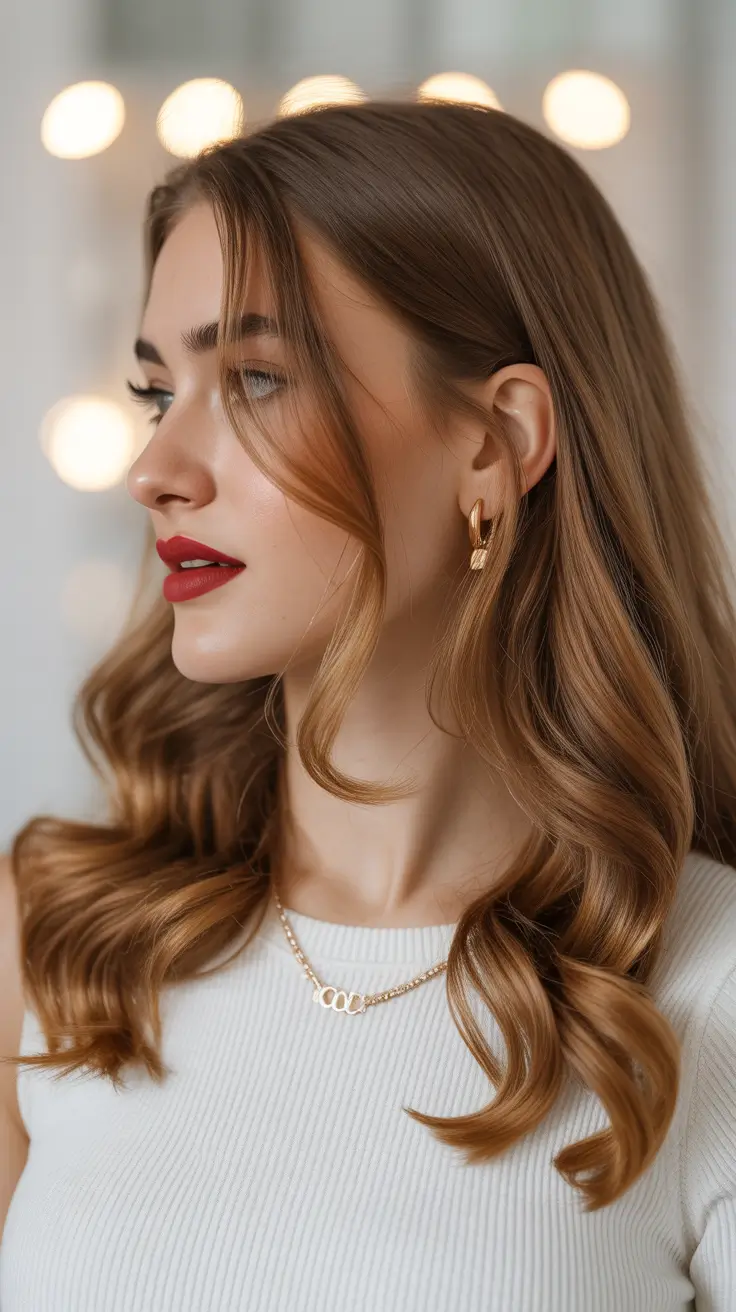 honey brown hair color 2026 Delicate Honey Ribbon Curls