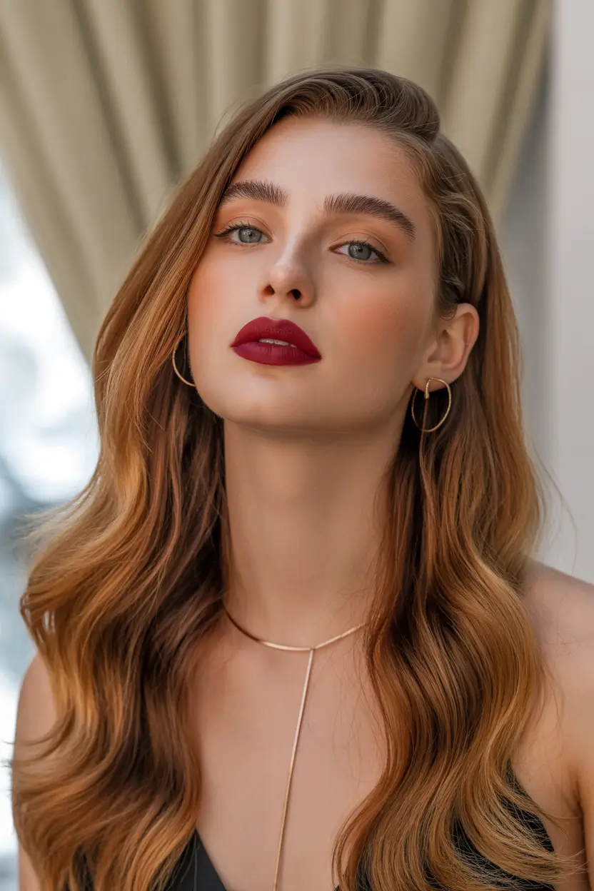 honey brown hair color 2026 Glossy Honey Silk Waves