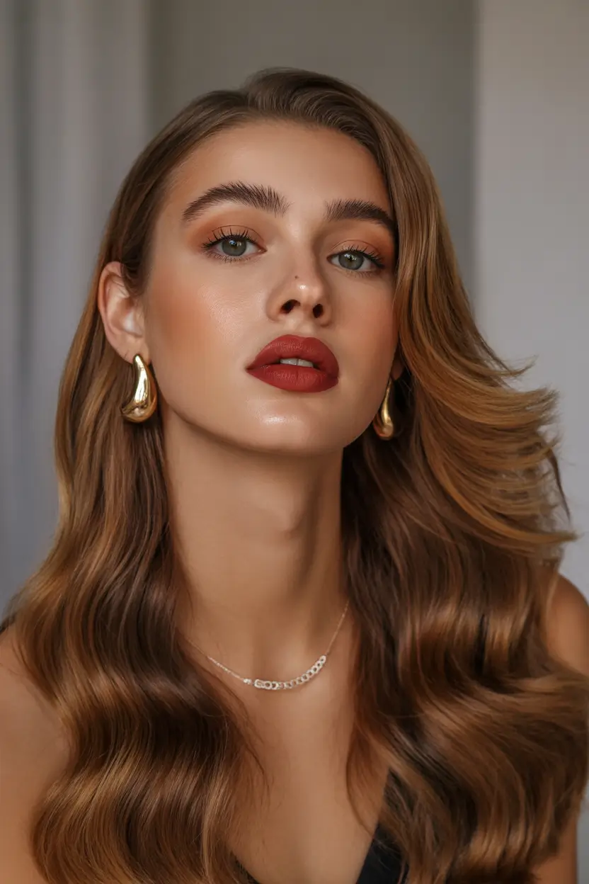 honey brown hair color 2026 Modern Sculpted Honey Brown Shine