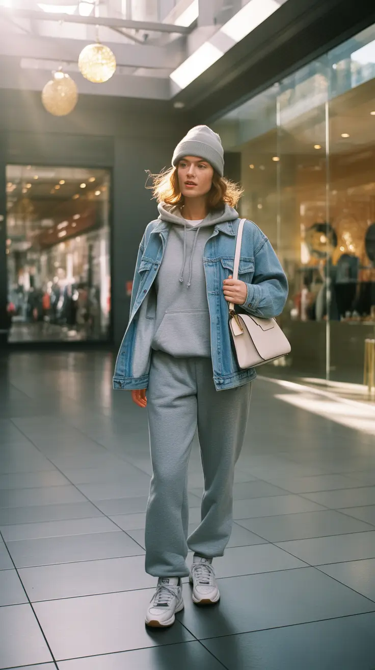 lazy day outfits ideas 2026 Layered denim calm