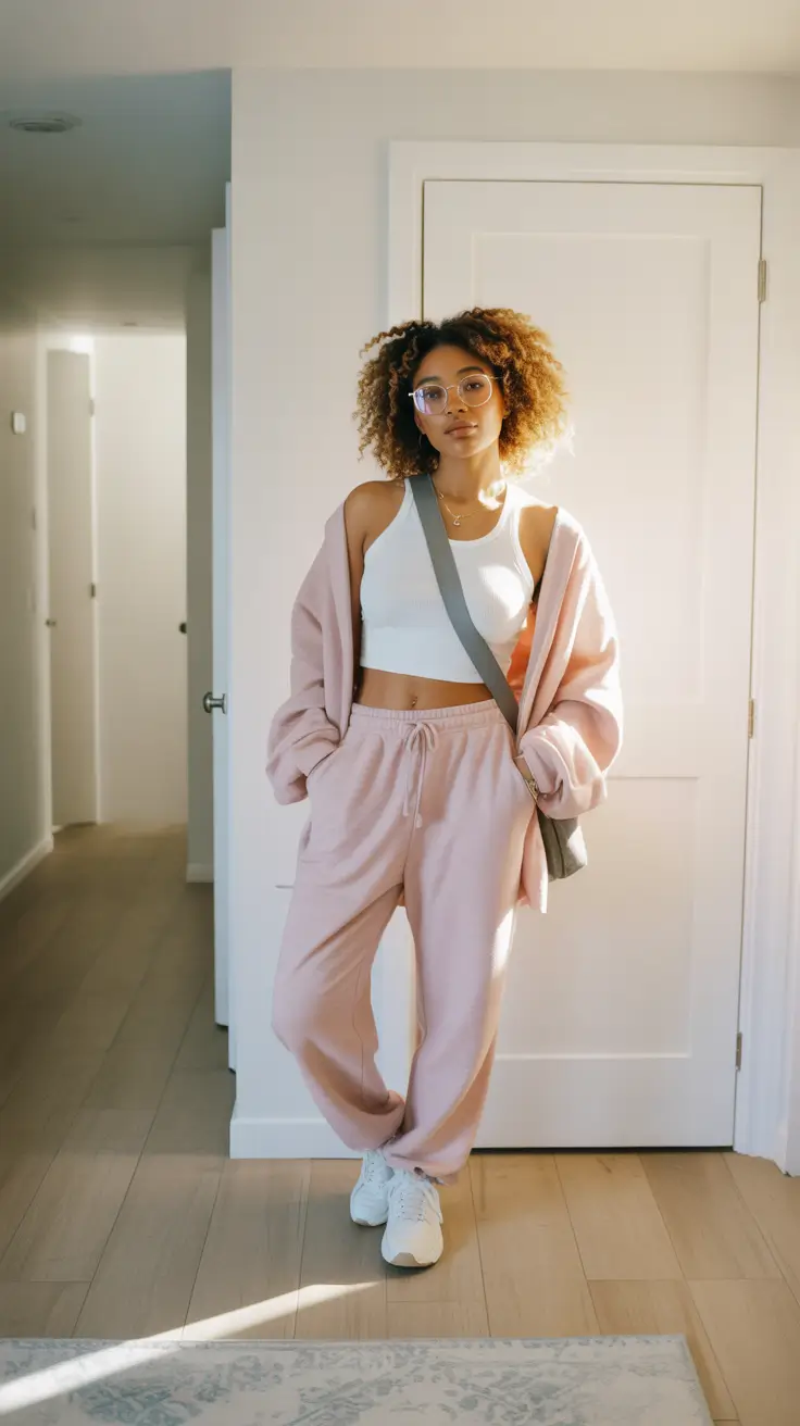 lazy day outfits ideas 2026 Blush tone comfort flow