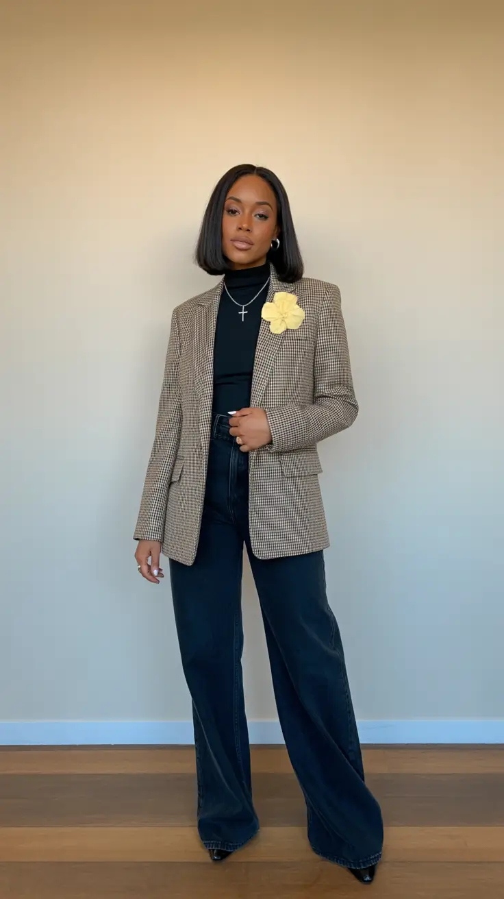 office outfits vintage plaid