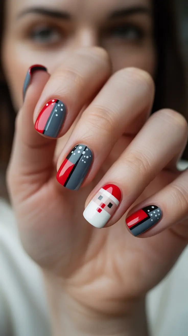 Nail design for December 2025 Modern Santa Charm