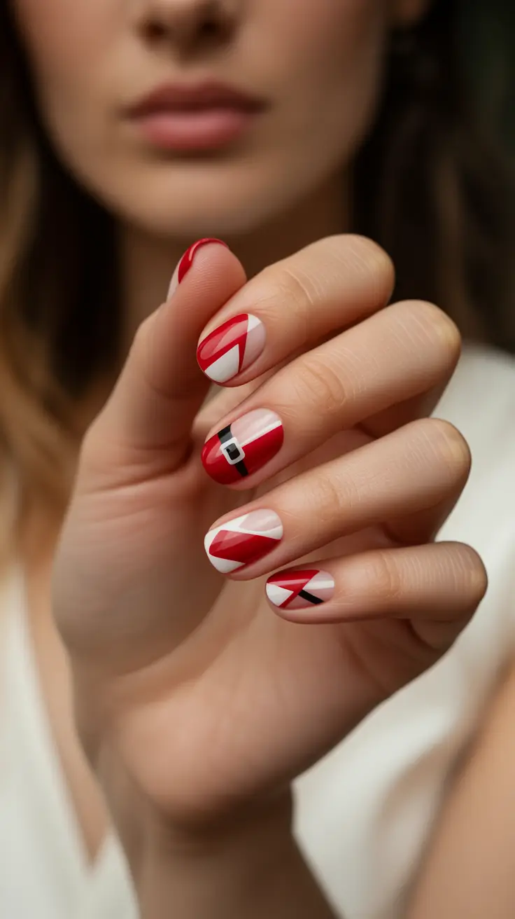 Nail design for December 2025 Graphic Festive Lines