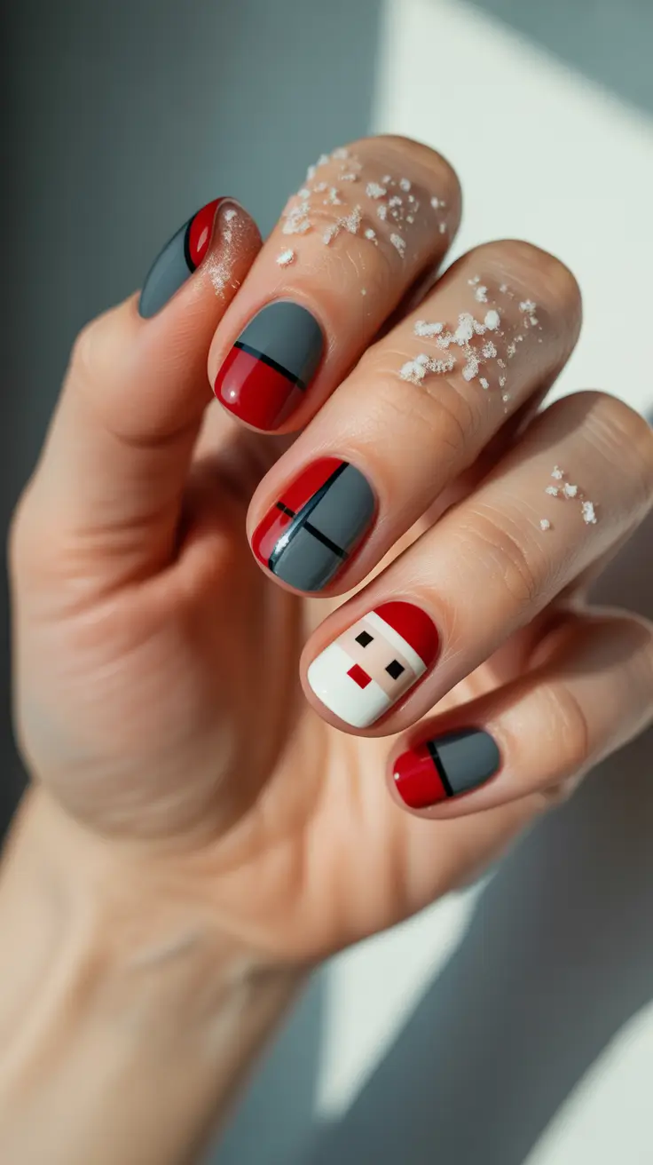 Nail design for December 2025 Pixel Santa