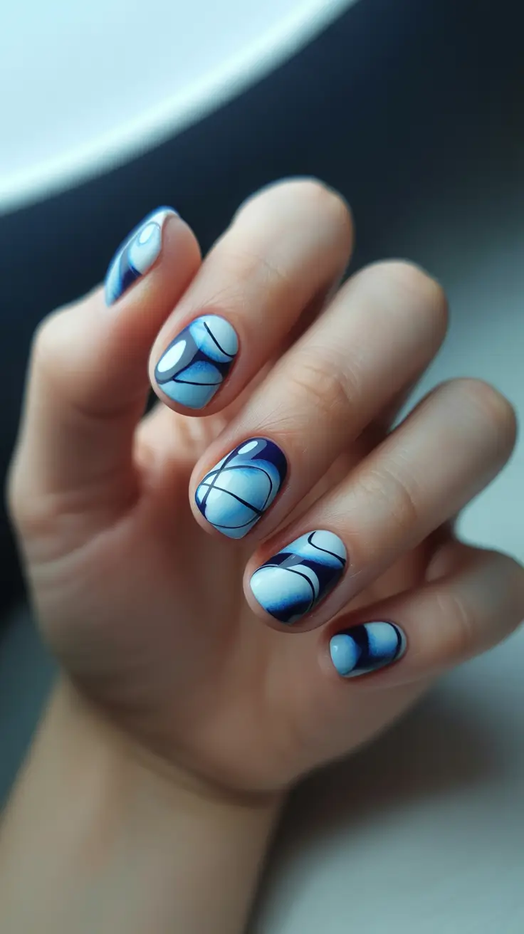 Nail design for December 2025 Blue Ice Flow