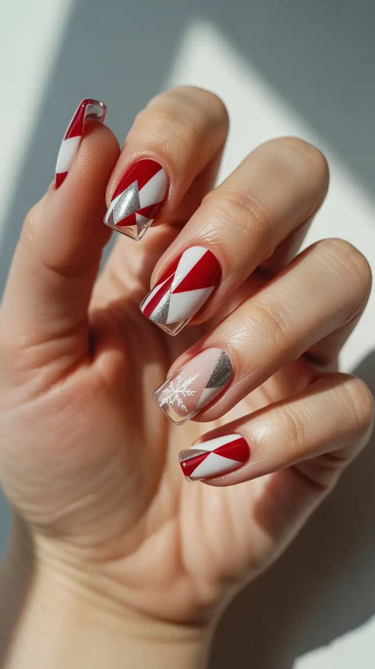 Nail design for December 2025 Glam Geometry