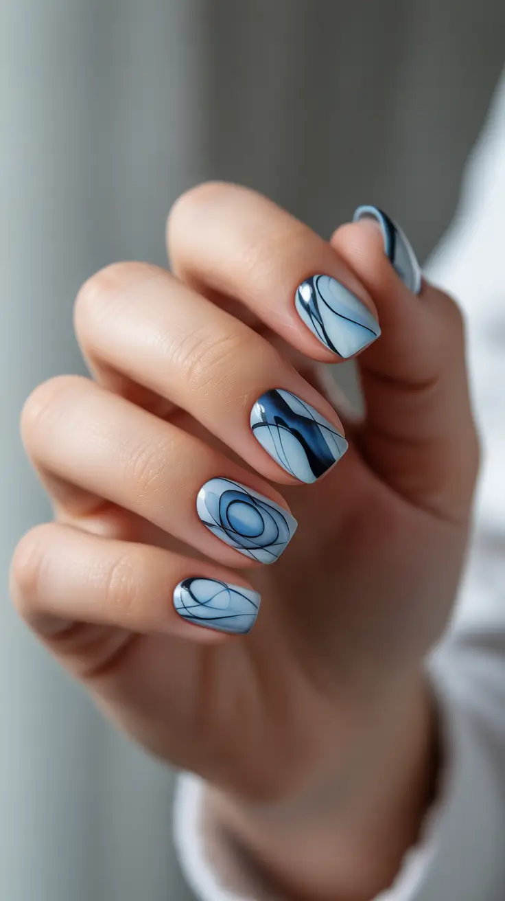 Nail design for December 2025 Winter Glass Illusion