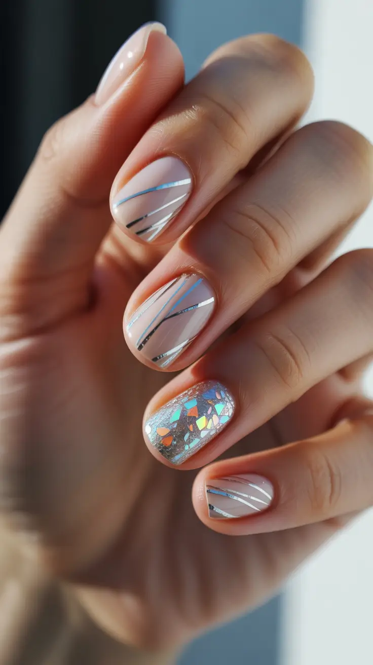 Nail design for December 2025 Crystal Shine Geometry