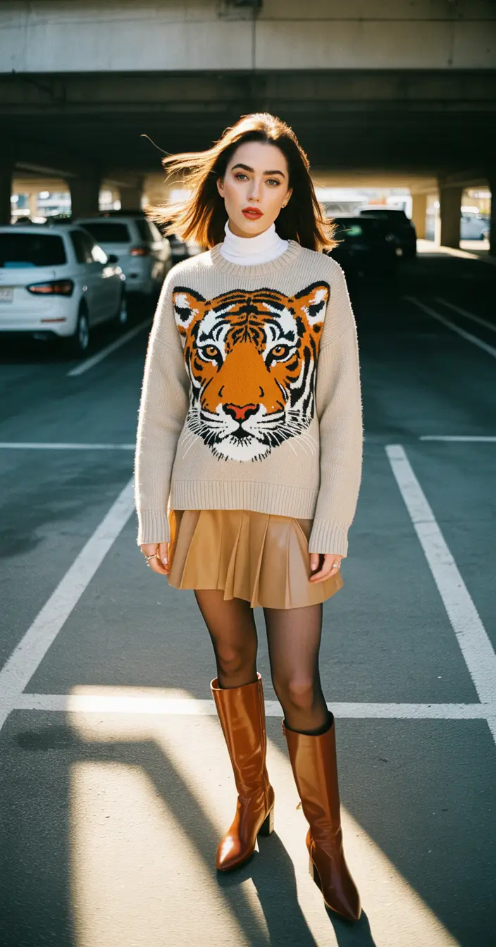 preppy outfits 2026 Bold Graphic Prep with a Confident Roar