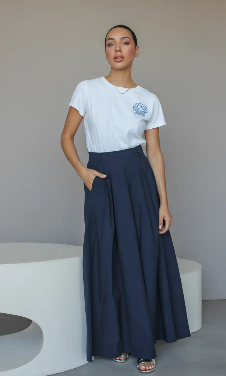 skirt outfits effortless navy elegance