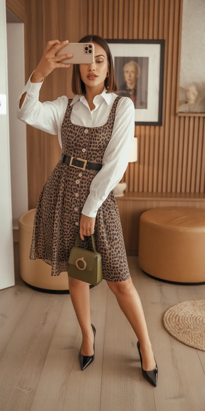 skirt outfits modern leopard confidence
