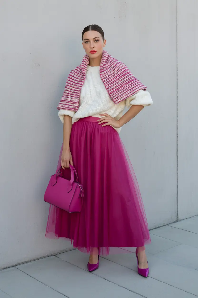 skirt outfits magenta moment