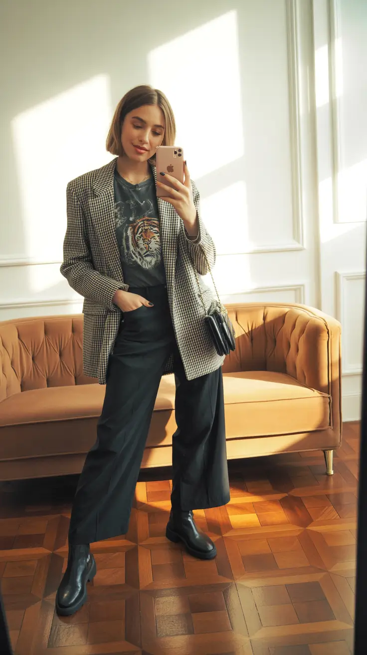 stylish blazer outfits 2026 soft prints and oversized blazer ease