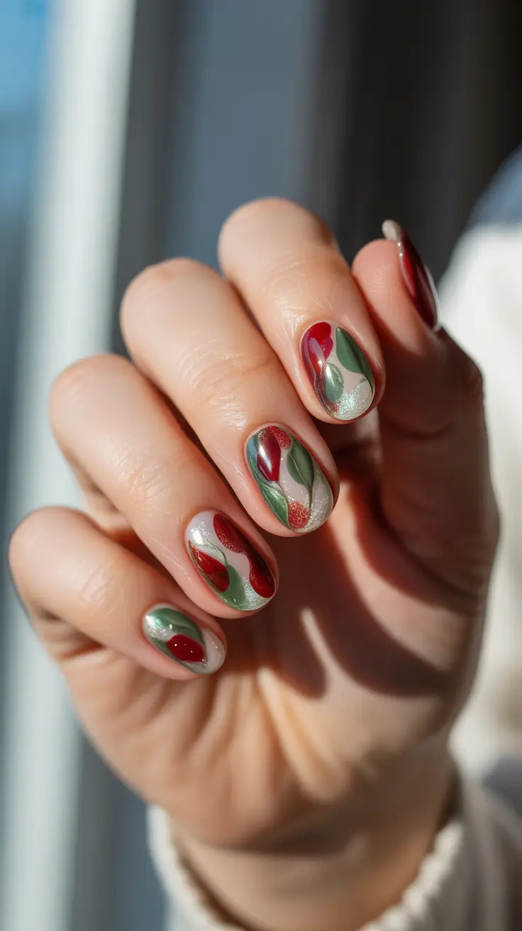 christmas nail design Festive Streamlines