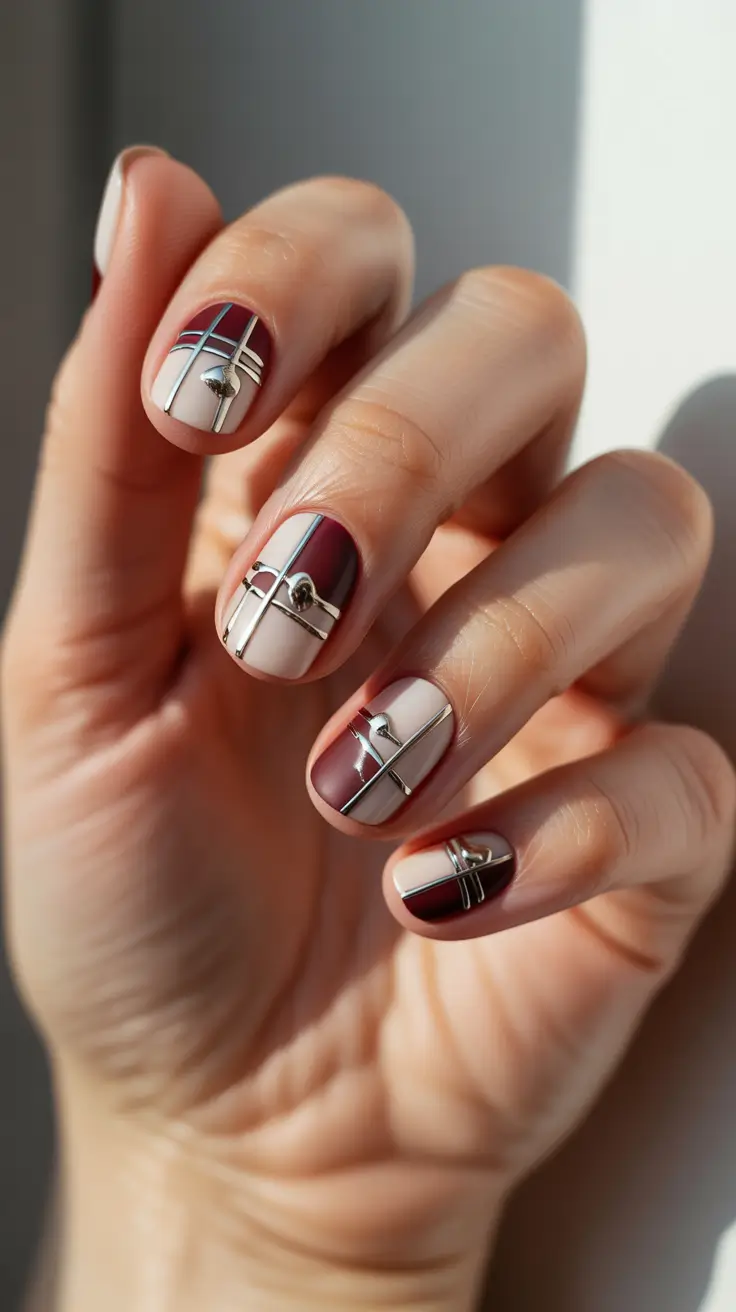 christmas nail design Silver Ribbon Chic
