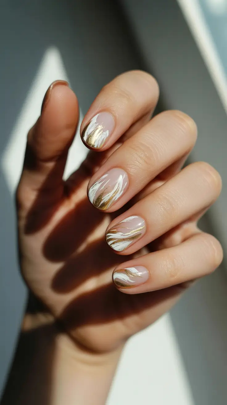 christmas nail design Silver Ribbon Chic