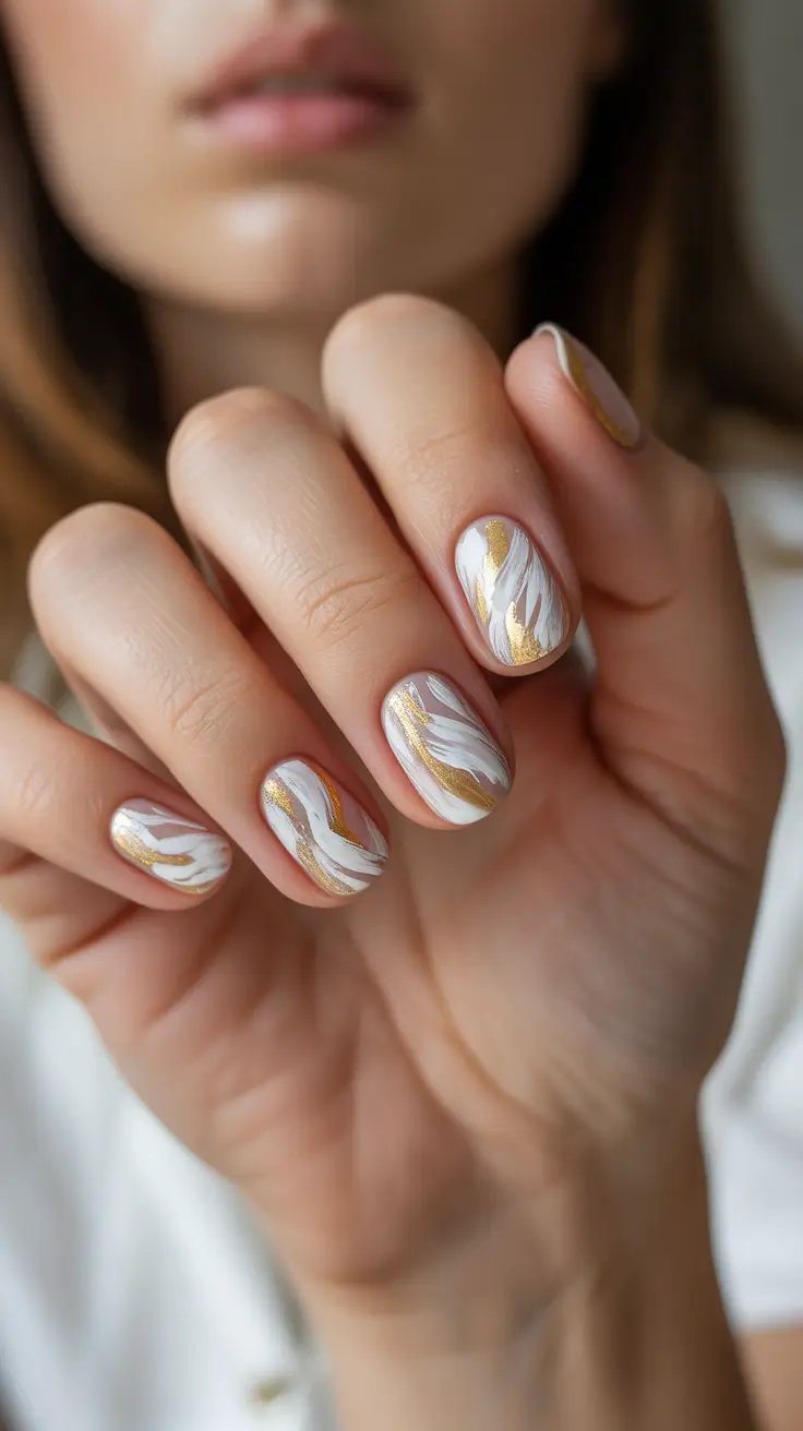 christmas nail design Emerald Marble Frost