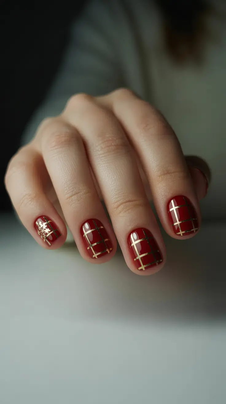 christmas nail design Classic Red with a Twist