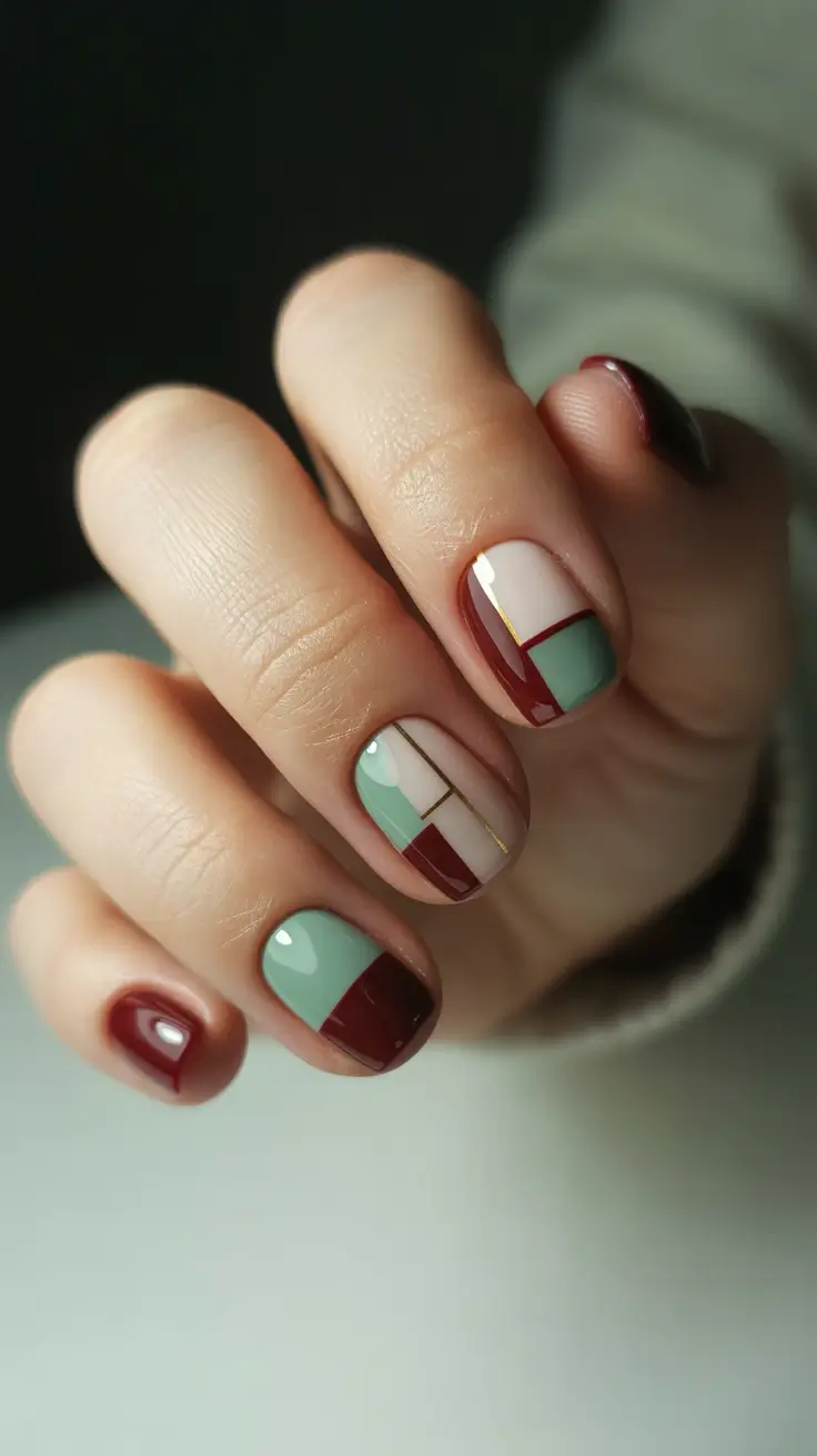 christmas nail design Minted Retro Squares