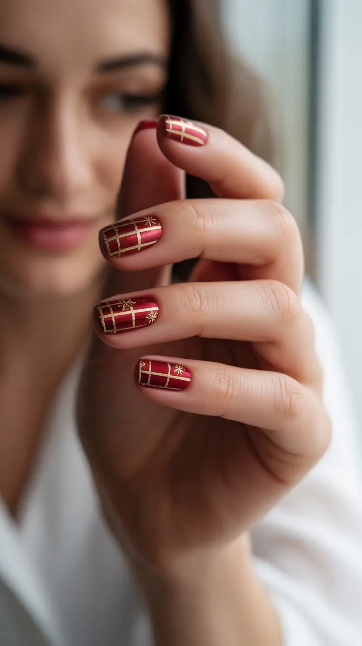 christmas nail design Wrapped in Ruby