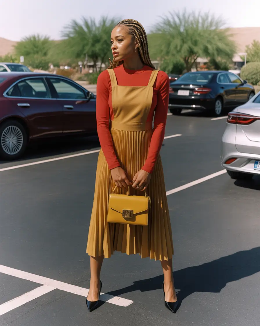 modest-outfits-2026-warm-tones-sculpted-pleats