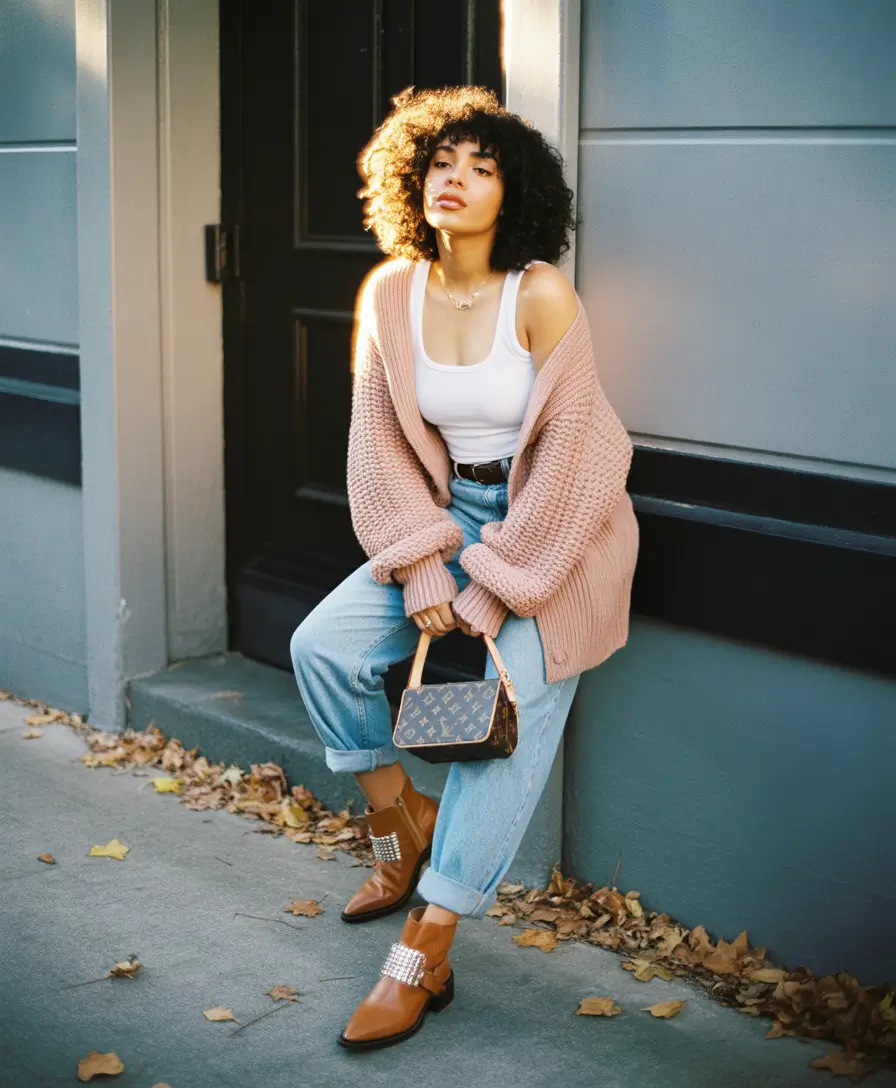 summer outfits for black women 2026-soft knit layers with relaxed denim and western detail