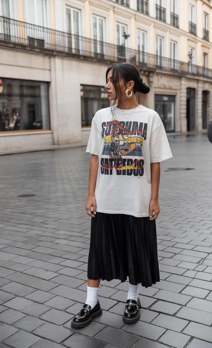 trendy outfits 2026 graphic tee with modern femininity