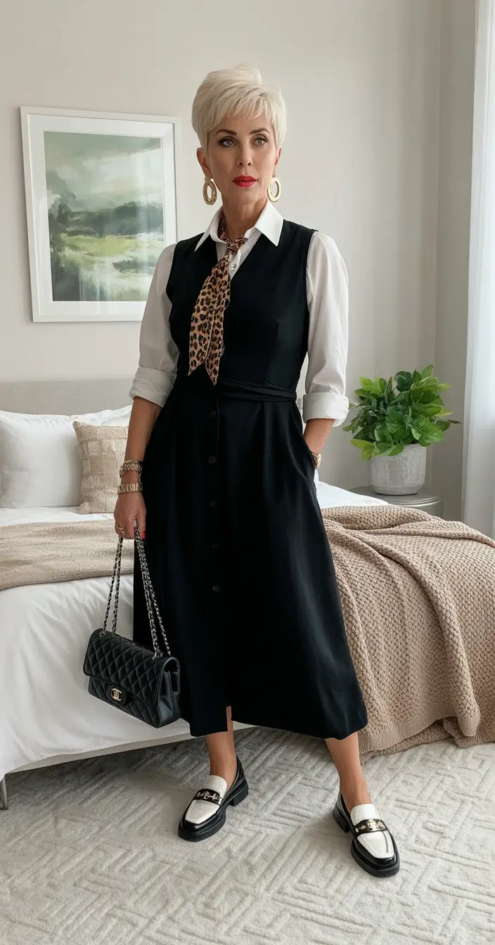 Outfits for Women Over 50 Refined Black and White Elegance
