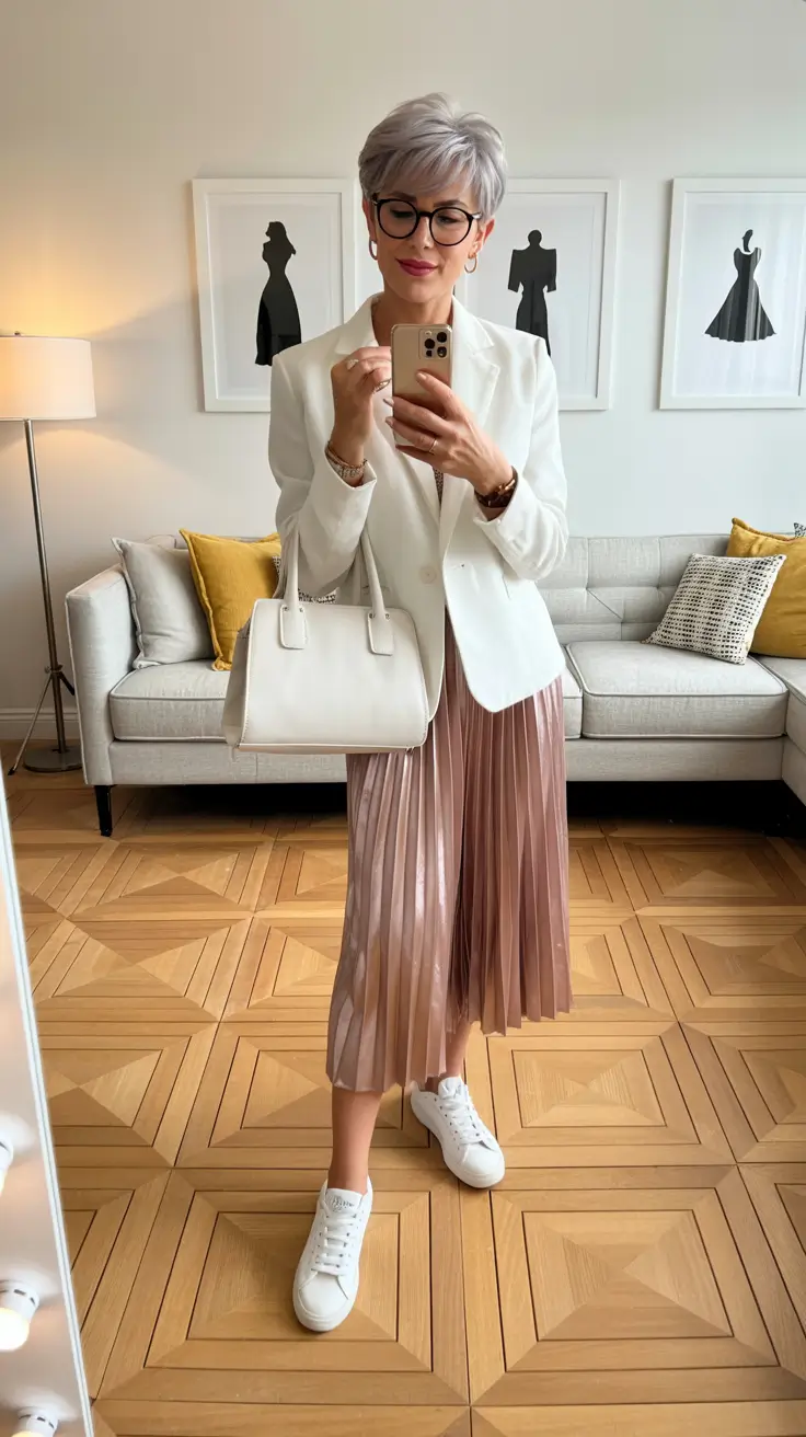 Outfits for Women Over 50 Soft Blush Modernity