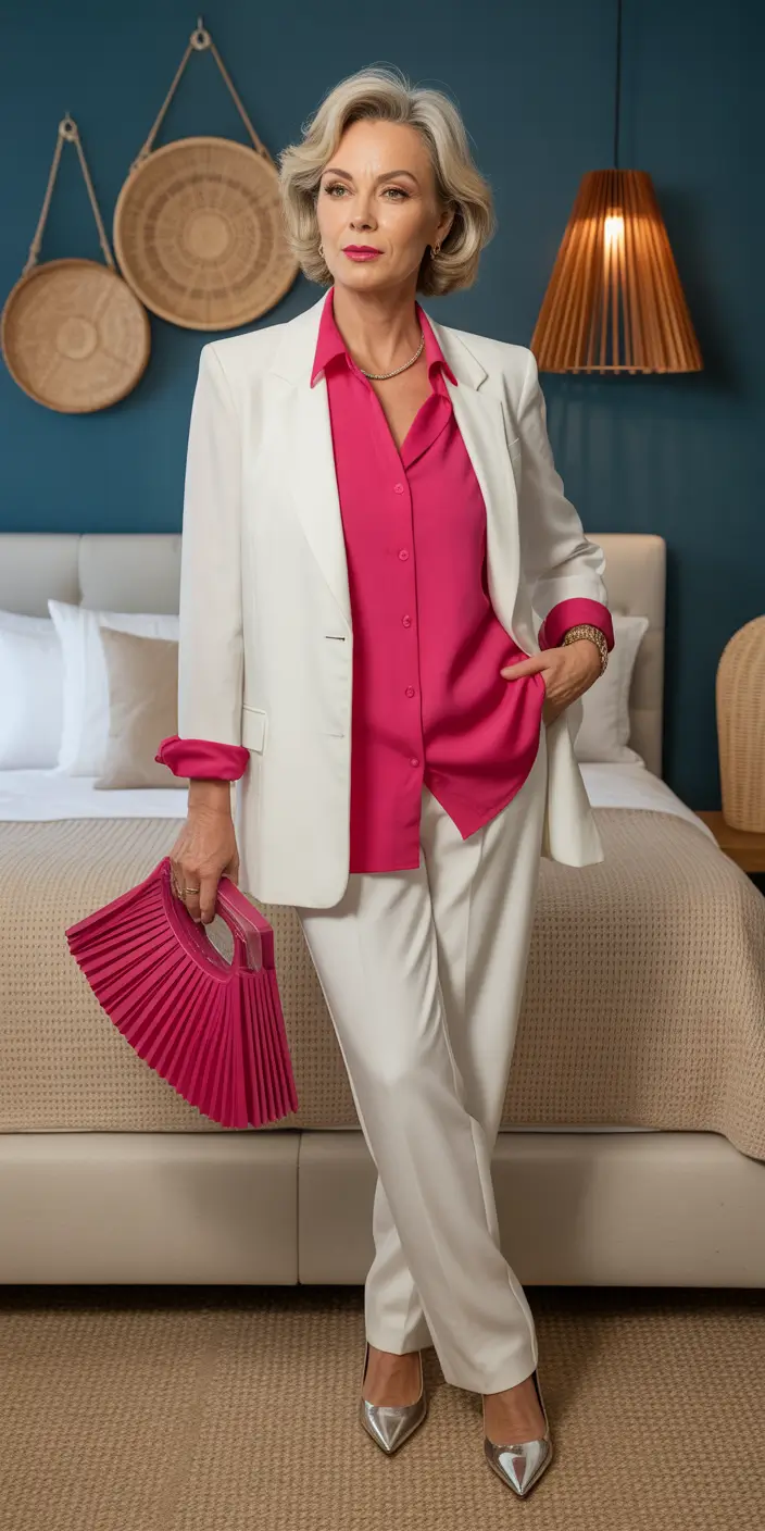 Outfits for Women Over 50 Bold Contrast Elegance