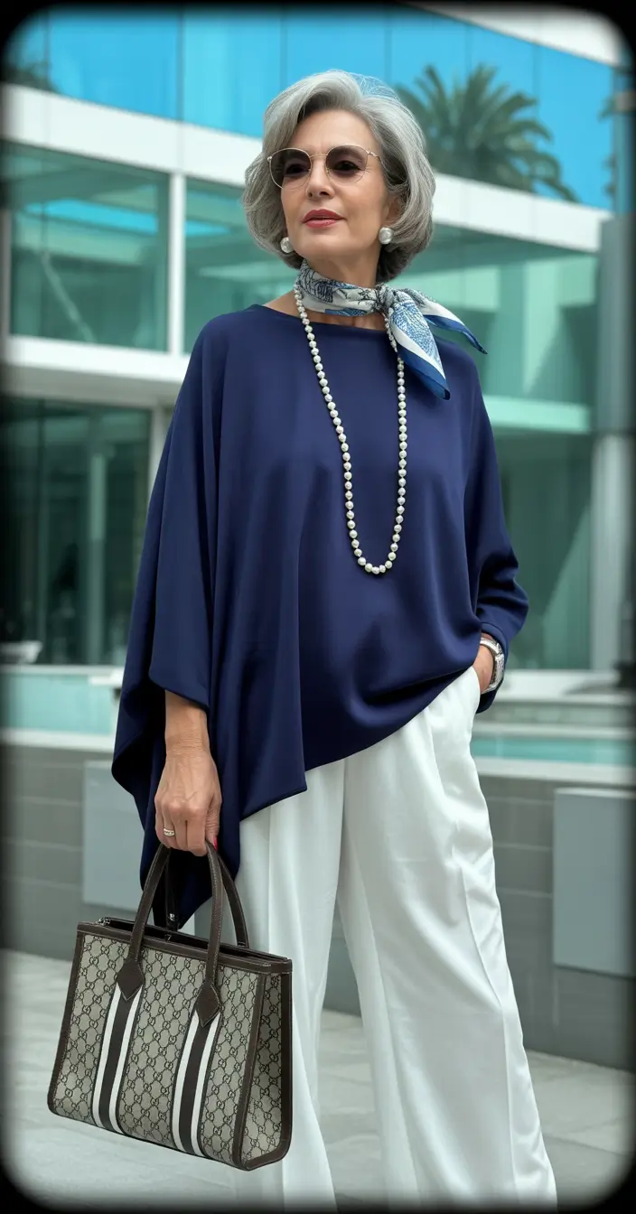 Outfits for Women Over 50 Navy Grace with a Touch of Luxury