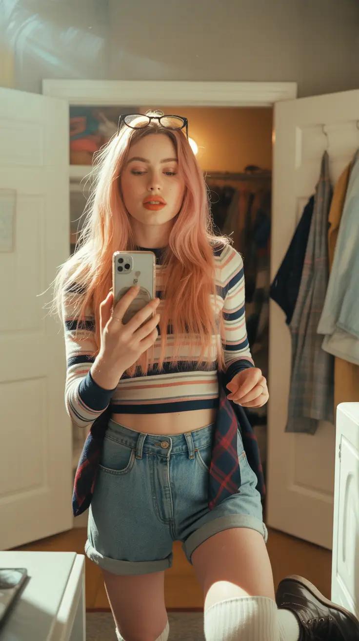 y2k outfits Pastel Bedroom Cyber Prep