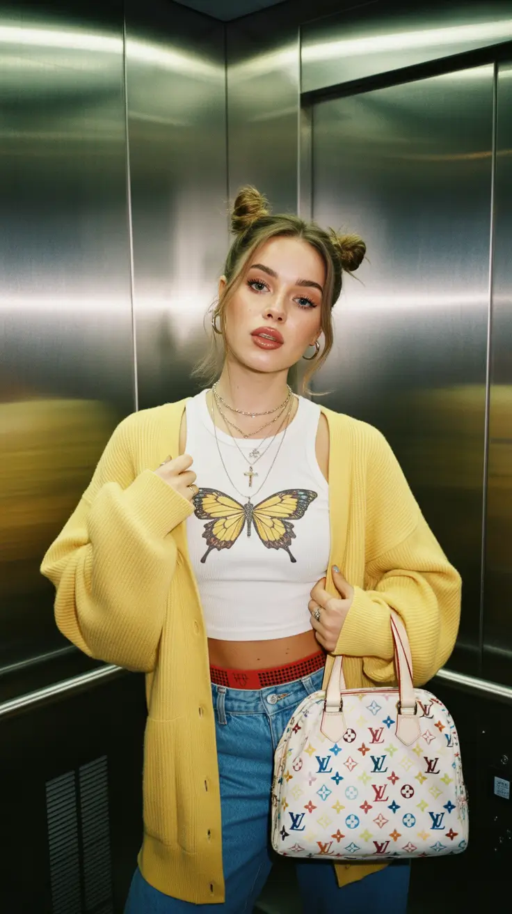 y2k outfits Butterfly Lift Elevator Glow