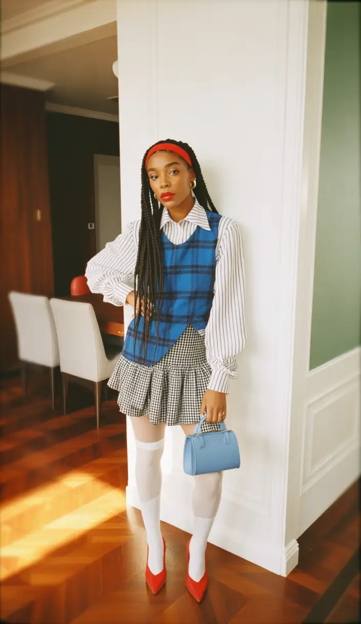 y2k outfits Academic Blue Prep Remix